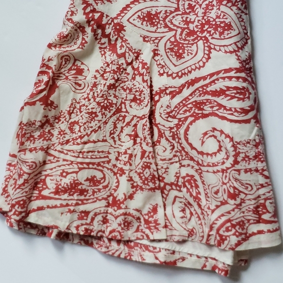 GAP Floral Print Midi Skirt Women's Size 10 Red and Cream Flowy 100% Cotton - Picture 2 of 11